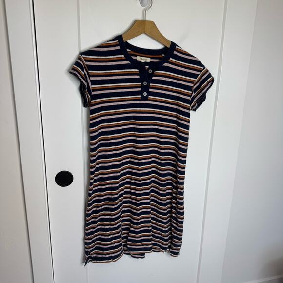 Madewell Multicolor Striped Henley Tee T-shirt Dress Mini Size XXS - Picture 2 of 4